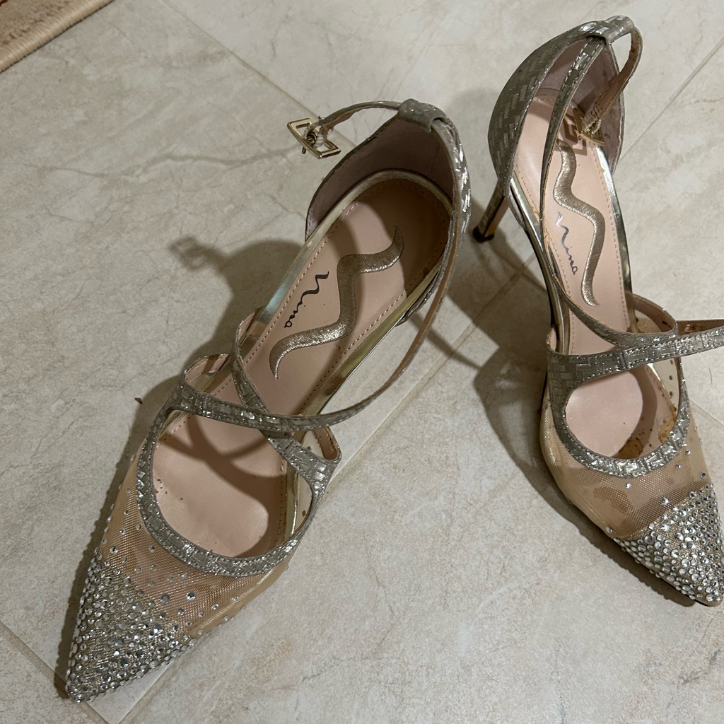 Nina Silver Formal Shoes. Worn Once To A Wedding.